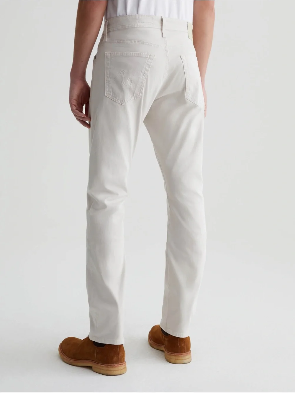 AG Everett Slim Straight Cotton Blend Pants Cream 36x34 Coastal Beach Casual
